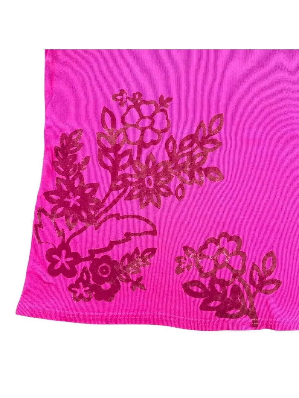 Basic Editions Hot Pink Ribbed Graphic Tank Top - Picture 5 of 7